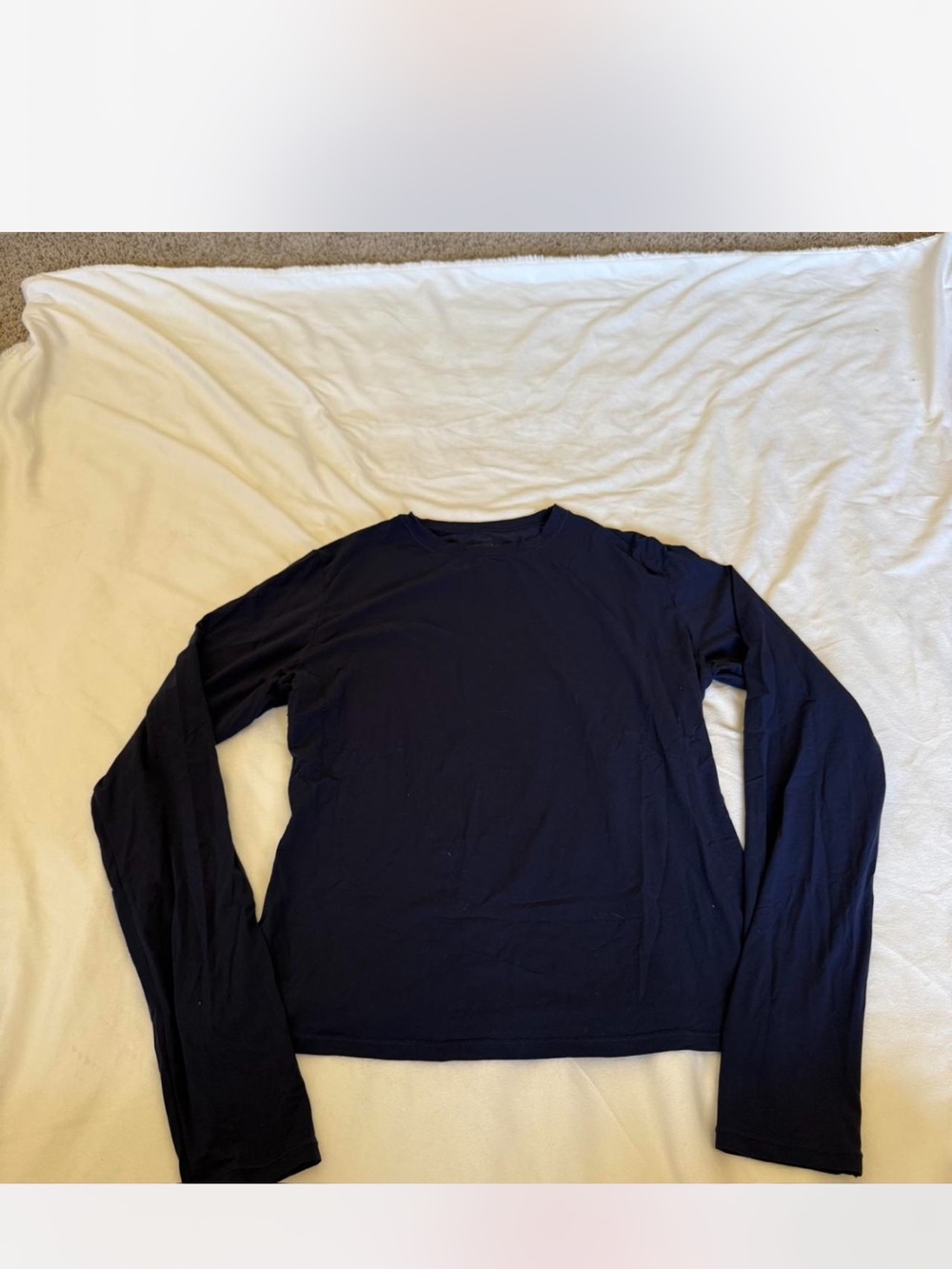 Skims Long-Sleeve Navy Crewneck Women's- Fits Everybody Top - Picture 3 of 3